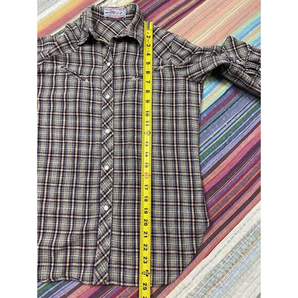 Vtg 70s Levi's Sierra Humps Plaid Western Cowgirl Shirt Slash Pocket Pearl Snap - Picture 8 of 9